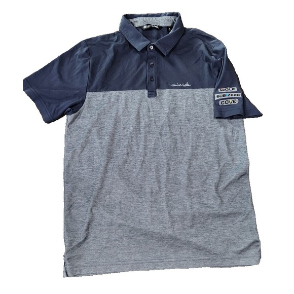 TravisMathew Other - TravisMathew Mens Navy Gray Color Block Golf Polo Shirt Wolf Sub Zero Cove M